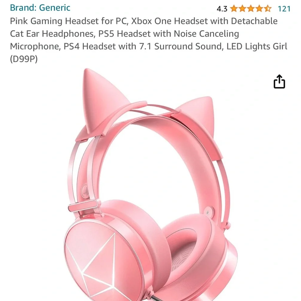 Pink kitty ear gaming headset